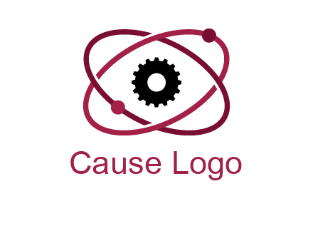 atom orbit with a gear at the center