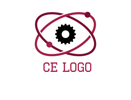 atom orbit with a gear at the center