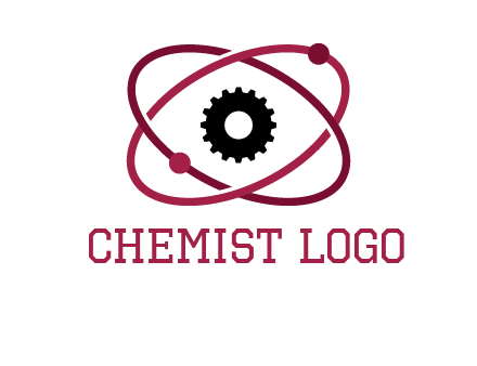 atom orbit with a gear at the center