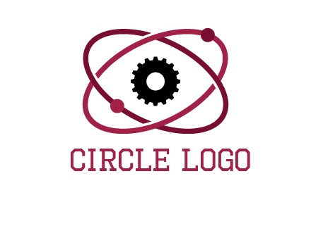 atom orbit with a gear at the center