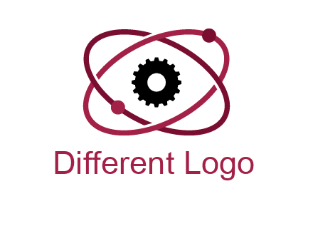 atom orbit with a gear at the center