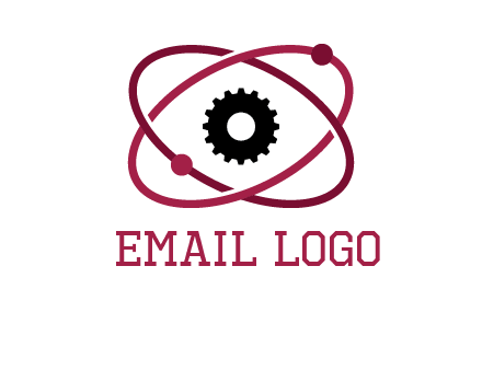 atom orbit with a gear at the center