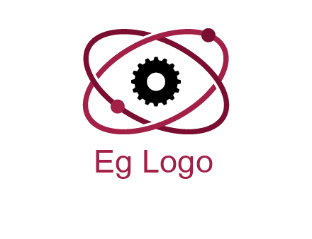 atom orbit with a gear at the center