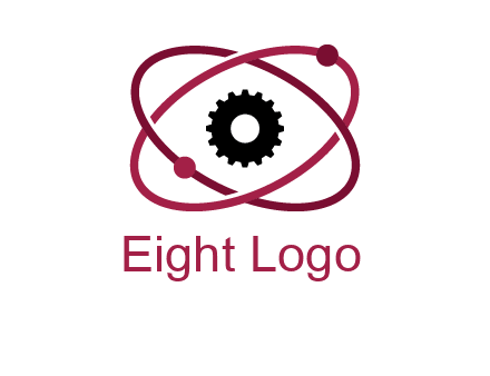 atom orbit with a gear at the center
