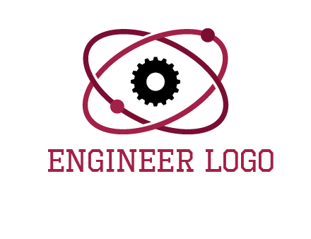 atom orbit with a gear at the center