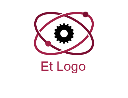 atom orbit with a gear at the center