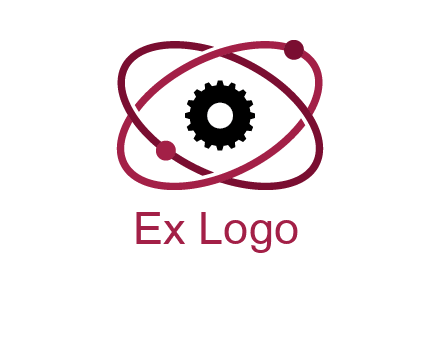 atom orbit with a gear at the center