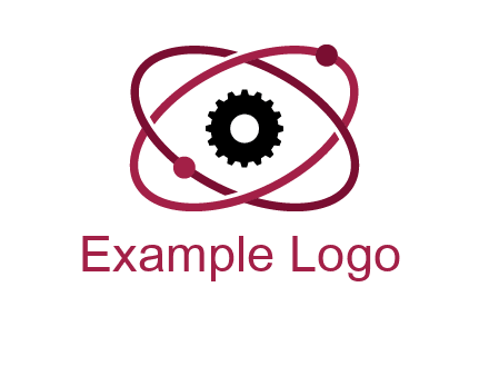 atom orbit with a gear at the center