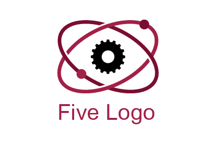 atom orbit with a gear at the center