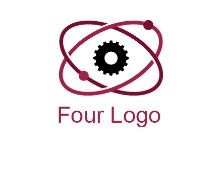 atom orbit with a gear at the center