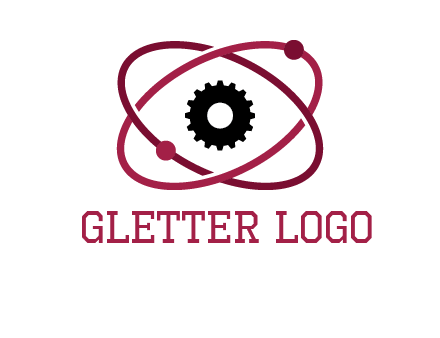 atom orbit with a gear at the center