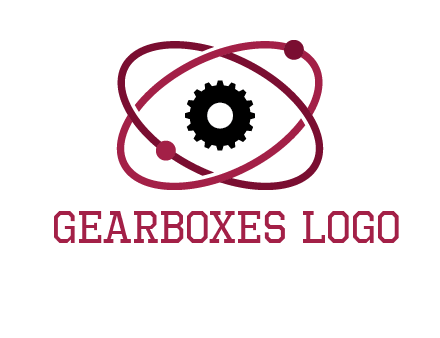 atom orbit with a gear at the center