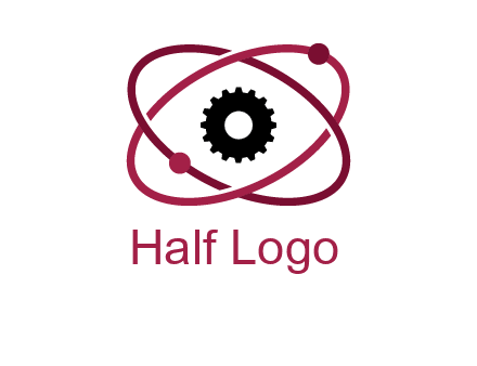 atom orbit with a gear at the center