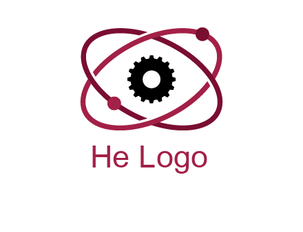 atom orbit with a gear at the center