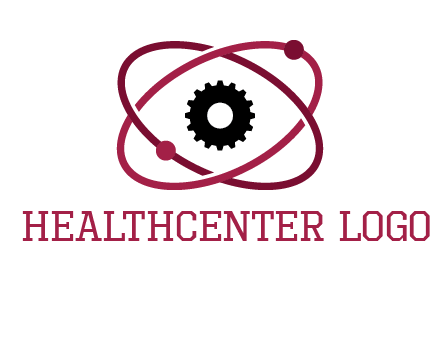 atom orbit with a gear at the center