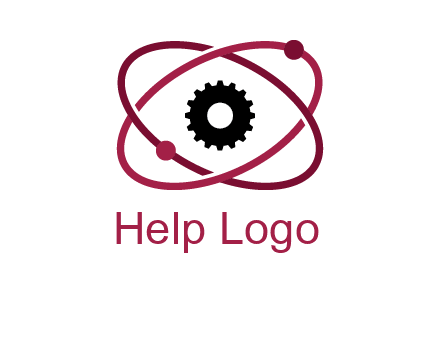 atom orbit with a gear at the center