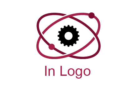 atom orbit with a gear at the center