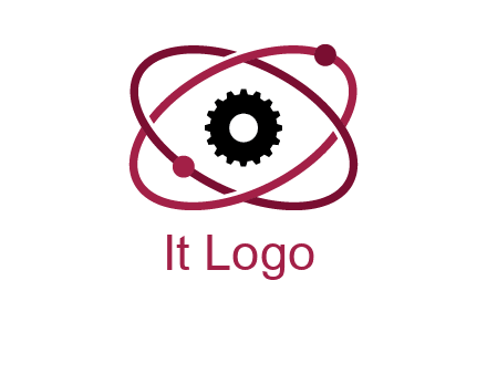 atom orbit with a gear at the center