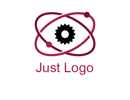 atom orbit with a gear at the center