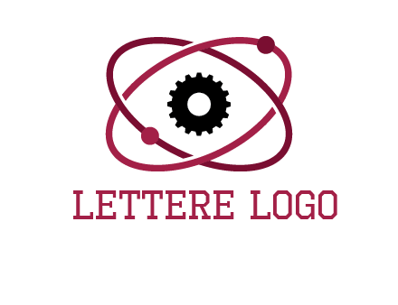 atom orbit with a gear at the center