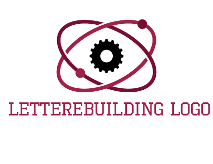 atom orbit with a gear at the center