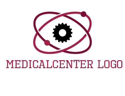 atom orbit with a gear at the center