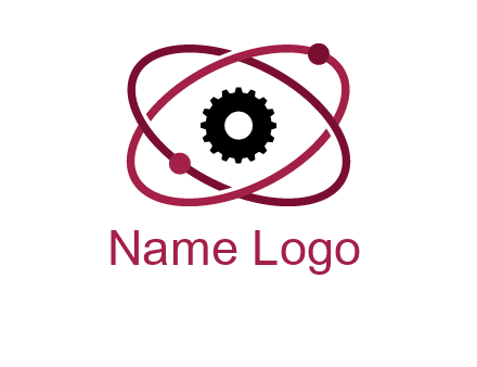 atom orbit with a gear at the center
