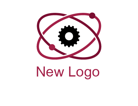 atom orbit with a gear at the center