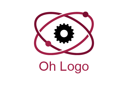 atom orbit with a gear at the center