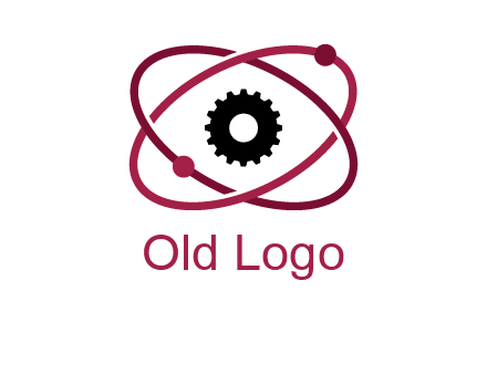 atom orbit with a gear at the center
