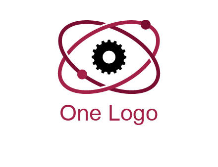 atom orbit with a gear at the center