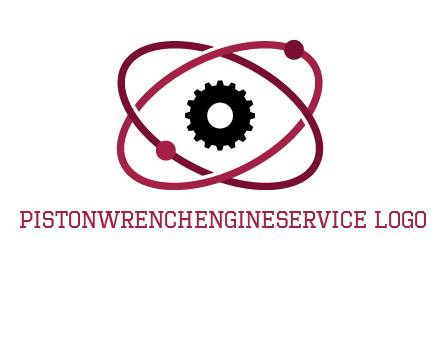 atom orbit with a gear at the center