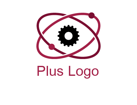 atom orbit with a gear at the center
