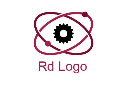atom orbit with a gear at the center