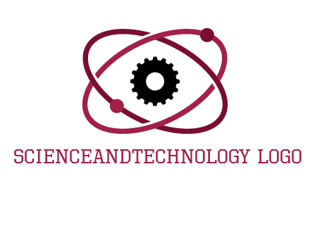 atom orbit with a gear at the center