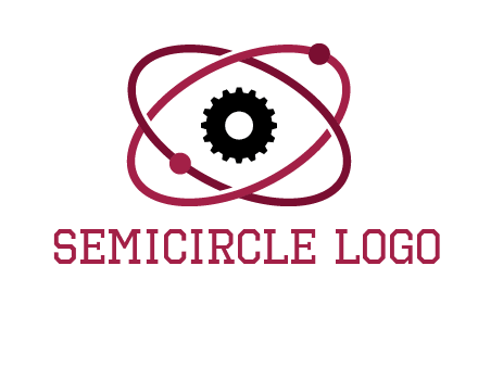 atom orbit with a gear at the center