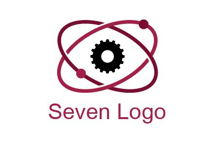 atom orbit with a gear at the center
