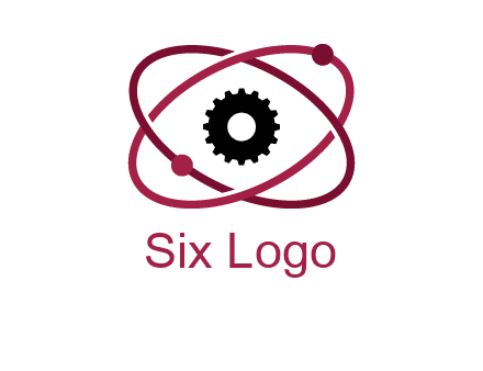 atom orbit with a gear at the center