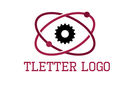atom orbit with a gear at the center