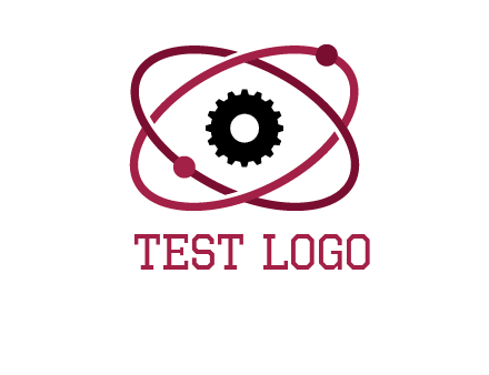 atom orbit with a gear at the center