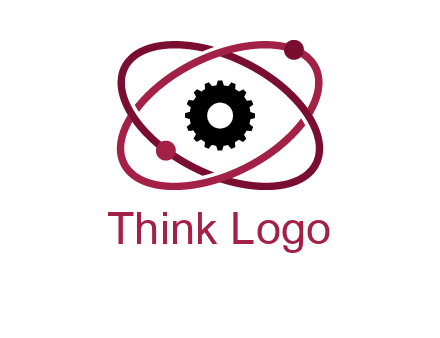 atom orbit with a gear at the center