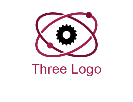 atom orbit with a gear at the center
