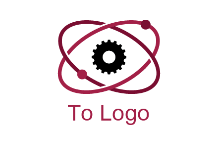 atom orbit with a gear at the center