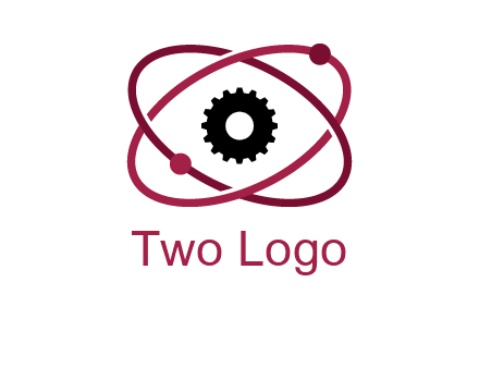 atom orbit with a gear at the center
