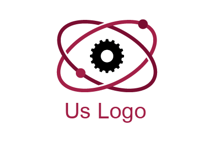 atom orbit with a gear at the center