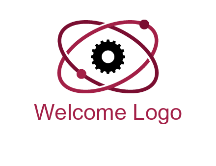atom orbit with a gear at the center