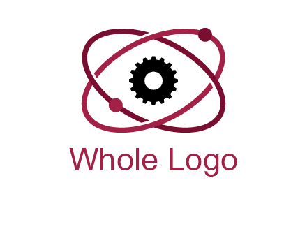atom orbit with a gear at the center