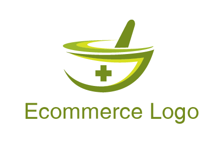 mortar and pestle logo with medical cross