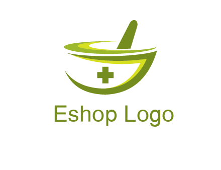 mortar and pestle logo with medical cross