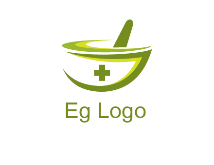 mortar and pestle logo with medical cross